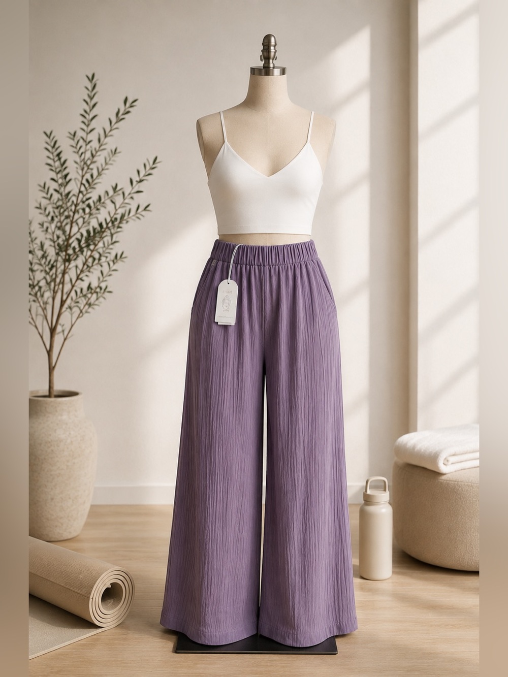 Blanca Gaia Trouser Twilight Mouve 100% Cotton Pants NWT Large